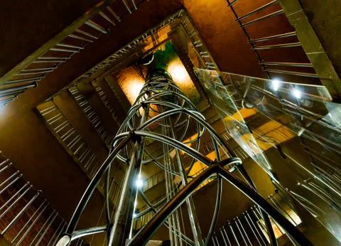 Elevator inside of Prague Astronomical Clock tower Stock Photos