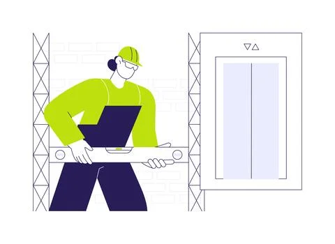 Elevator installation abstract concept vector illustration. Ilustración de archivo