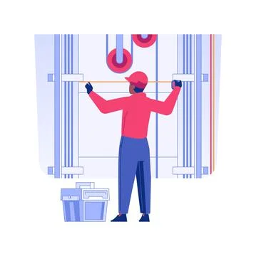 Elevator installation isolated concept vector illustration. Ilustración de archivo