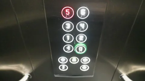 Elevator keypad in building. Floor level buttons, close up. Stock Footage 264429693