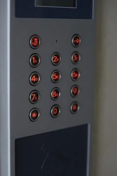 An Elevator Keypad featuring Illuminated Buttons designed for Enhanced and .. Stock Photos
