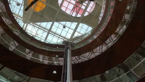 Elevator leaves experiment science down museum CosmoCaixa Barcelona Stock Footage 327207007