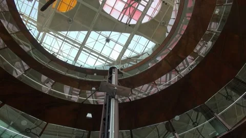 Elevator leaves experiment science up museum CosmoCaixa Barcelona Stock Footage 327207011
