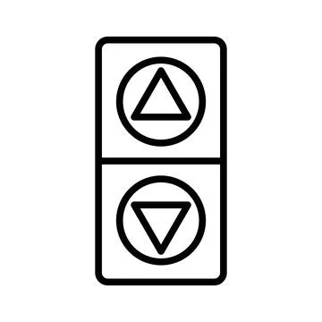 Elevator, lift button icon linear logo mark in black and white Stock Illustration