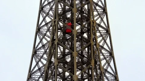 Elevator lift in Eiffel tower in Paris. Famous landmark France. honeymoon travel Video stock 125113344