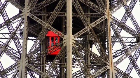 Elevator lift in Eiffel tower in Paris. Famous landmark France. honeymoon travel Video stock 125113399