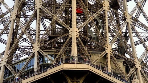 Elevator lift in Eiffel tower in Paris. Famous landmark France. honeymoon travel Video stock 125113594