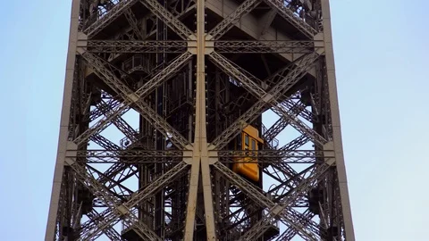 Elevator lift in Eiffel tower in Paris. Famous landmark France. honeymoon travel Video stock 125113727