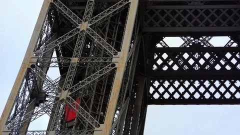 Elevator lift in Eiffel tower in Paris. Famous landmark France. honeymoon travel Video stock 125113993