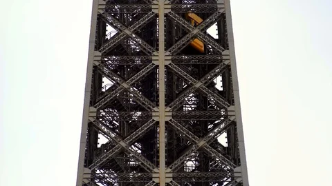 Elevator lift in Eiffel tower in Paris. Famous landmark France. honeymoon travel Video stock 125114196