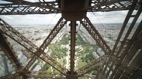 Elevator lift in Eiffel tower in Paris. Famous landmark in France. Europe Video stock 162771284