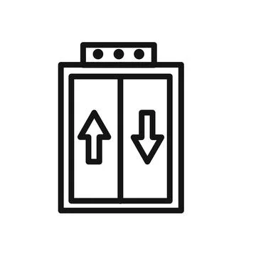Elevator lift icon linear vector graphics sign Stock Illustration
