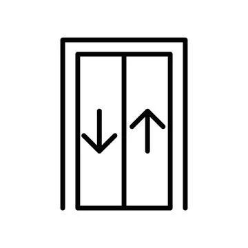 Elevator lift linear logo mark in black and white Ilustración de archivo