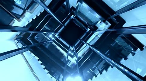 Elevator Lift Shaft - Camera on Top Stock Footage 10821124
