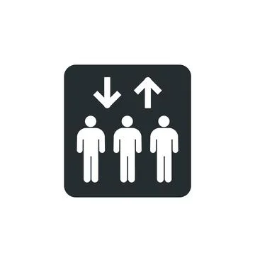 Elevator lift vector icon. Elevator 3 people sign entrance building office, lift Ilustración de archivo