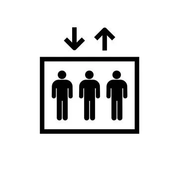 Elevator lift vector icon. Elevator 3 people sign entrance building office, lift Ilustración de archivo
