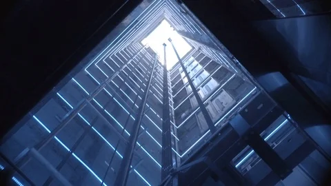 Elevator With Lights Going Down 스톡 동영상 117171341