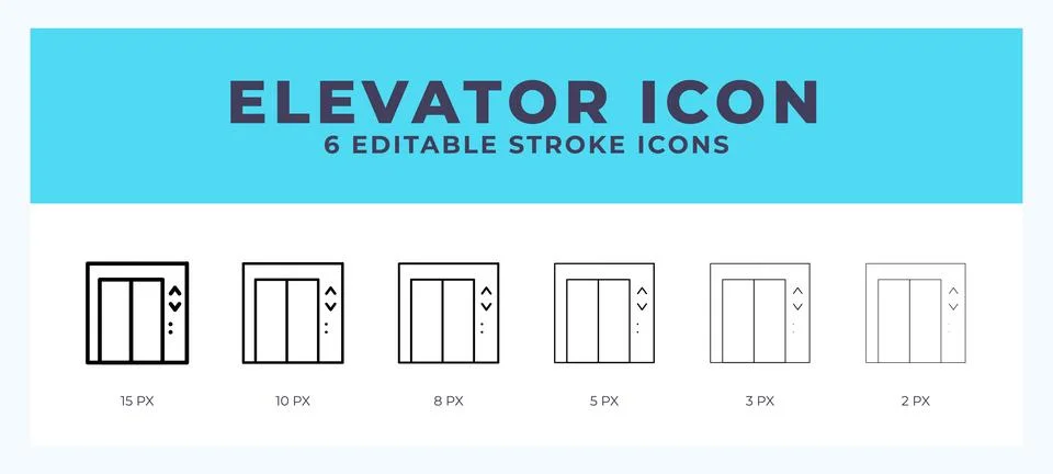 Elevator line icon illustrations with editable strokes. Stock Illustration