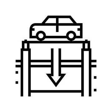 Elevator lowering car on underground parking line icon vector illustration Stockillustratie