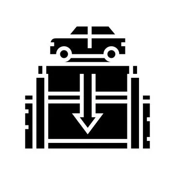 Elevator lowering car on underground parking line icon vector illustration Stockillustratie