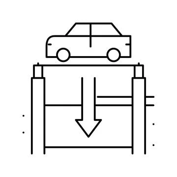 Elevator lowering car on underground parking line icon vector illustration Stockillustratie