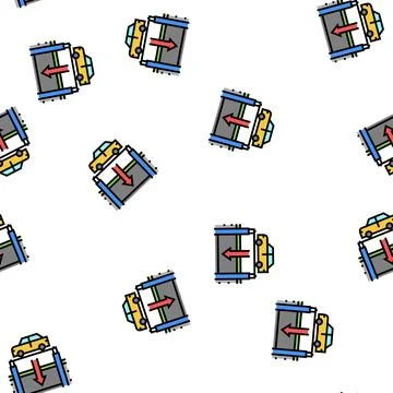 Elevator lowering car on underground parking vector seamless pattern Stockillustratie