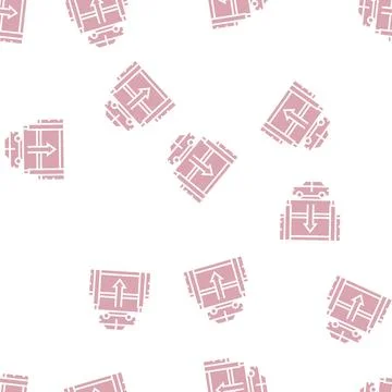 Elevator lowering car on underground parking glyph seamless pattern Stockillustratie