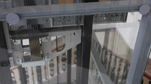 Elevator mechanisms cable and sensors Stock Footage 286039645