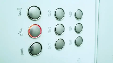 Elevator, metal buttons on the panel. Rise in the elevator of the house. Stock Footage 278824174