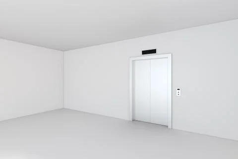 Elevator, metal elevator, waiting closed doors. 3d rendering Ilustración de archivo
