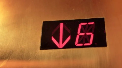 Elevator numbers box counting down arrow Stock Footage