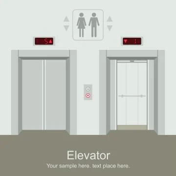 Elevator open and closed doors 스톡 일러스트