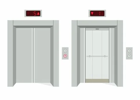 Elevator open and closed doors Stock Illustration