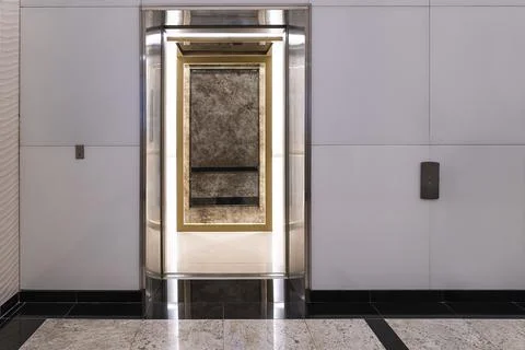 Elevator with open door, buttons on the wall Fotos de archivo