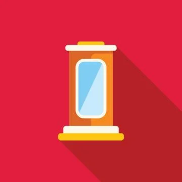 Elevator with open doors is ascending or descending inside building Stock Illustration