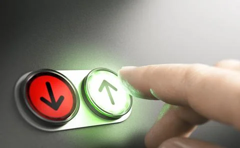 Elevator up or down buttons concept. Stock Photos