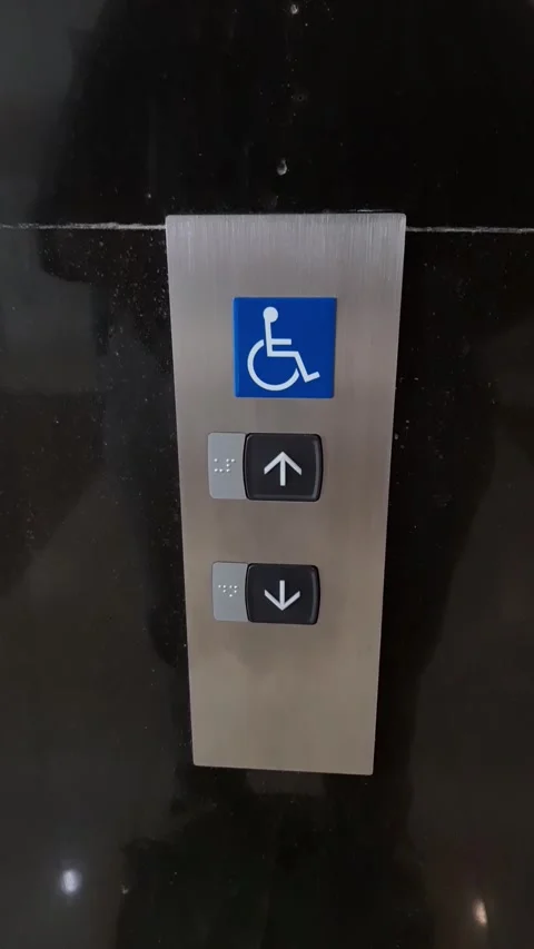 Elevator or lift button for disability people with braille Stock Footage 285833942