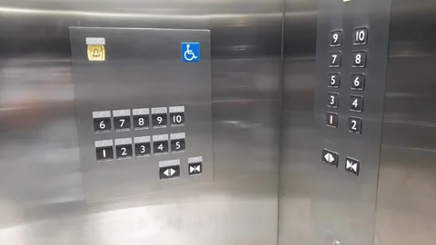 Elevator or lift with two button types, button for disability people with braill Stock Footage 285834746