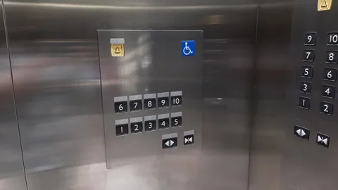 Elevator or lift with two button types, button for disability people with braill Stock Footage 285834747