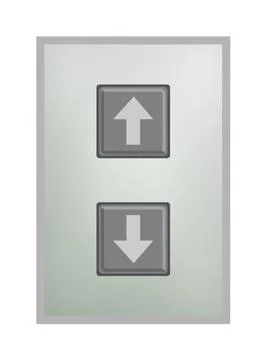 Elevator panel with arrow button isolated on white Ilustración de archivo