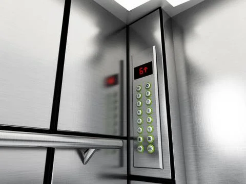 Elevator panel with buttons and LCD display. 3D illustration Ilustración de archivo