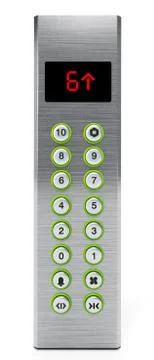 Elevator panel with buttons and LCD display. 3D illustration Stock Illustration