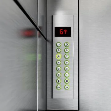 Elevator panel with buttons and LCD display. 3D illustration Stock Illustration