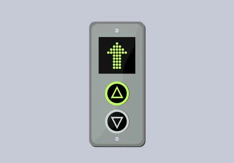 Elevator panel with buttons pressed up digital arrow business center Ilustración de archivo