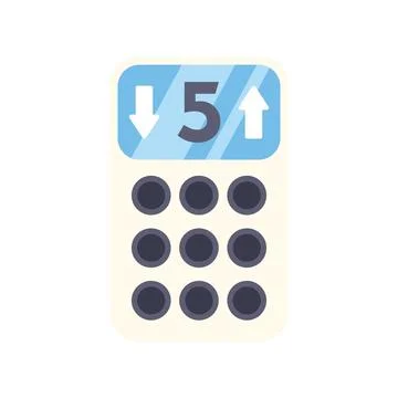 Elevator panel displaying fifth floor with up and down arrows Illustrazione stock