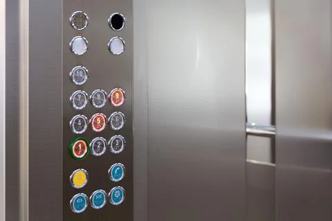 Elevator panel with floor buttons, modern lift interior concept for archite.. Stock Photos