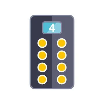 Elevator panel showing floor number and button control Stock Illustration