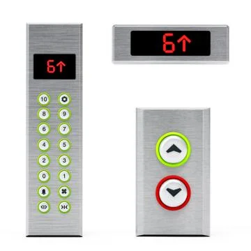 Elevator panels with buttons and LCD display. 3D illustration Stock Illustration
