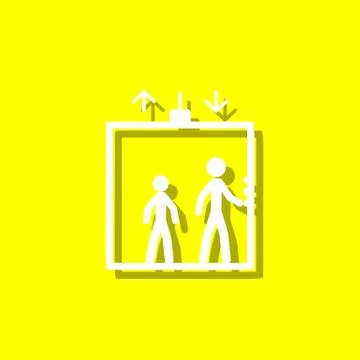 Elevator, people in the elevator white icon with shadow Stock Illustration