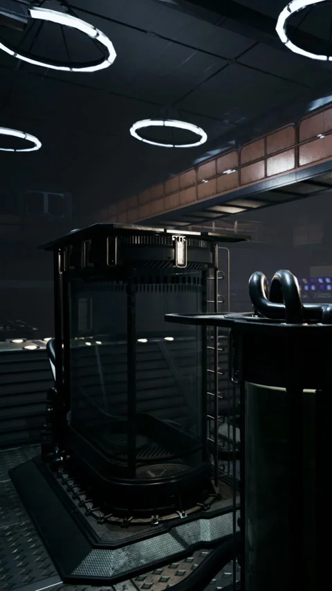 Elevator platform inside modern industrial building with bright lights Stock Footage 335092439